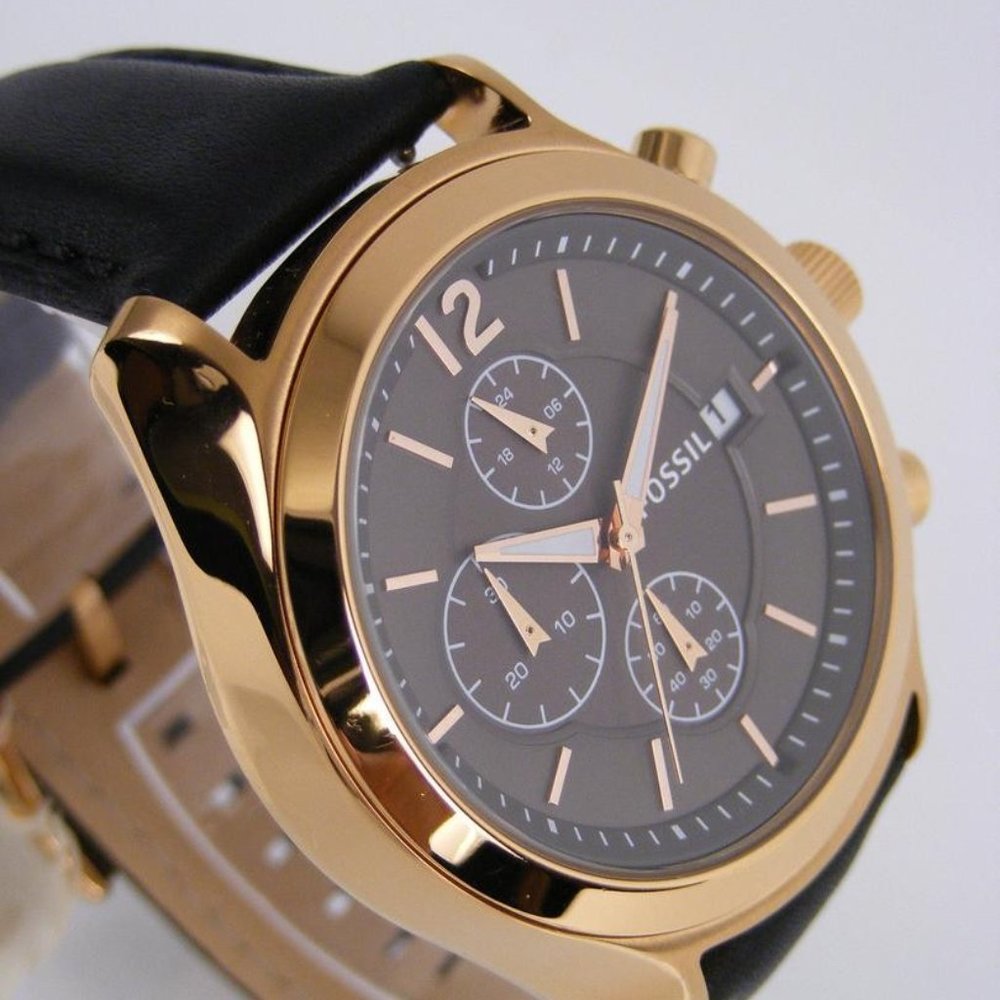 Men'sFossil Rose Gold Black Watch BQ2050 Like NEW - Picture 3 of 13